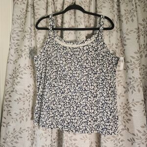 NWT Old Navy Ribbed Navy Floral Tank Size XXL